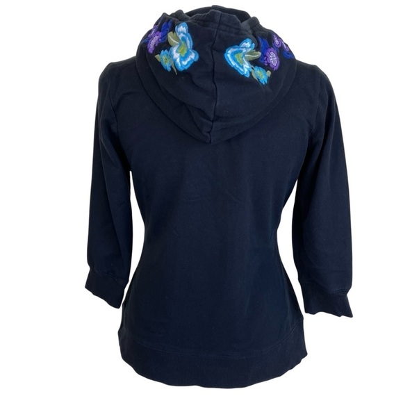 INC Y2K Ed Hardy Style Peace & Love Hippie Floral Embroidery Hoodie Black S - Picture 5 of 16